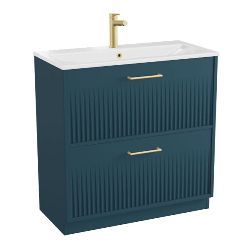 Vado Safari Fluted 800mm Atlantic Blue Floorstanding Vanity Unit & Ceramic Basin